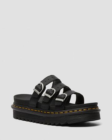 Sandalias de Plataforma Dr Martens Blaire Cuero Mujer Negros | MX 480QMA
